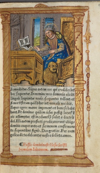 Printed Book of Hours (Use of Rome): fol. 20r, St. Mark