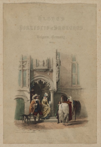 Haghe's Portfolio of Sketches. Belgium. Germany, vol. III: Title Page, on a door, part of a view, Porch of a Private House, Bruges