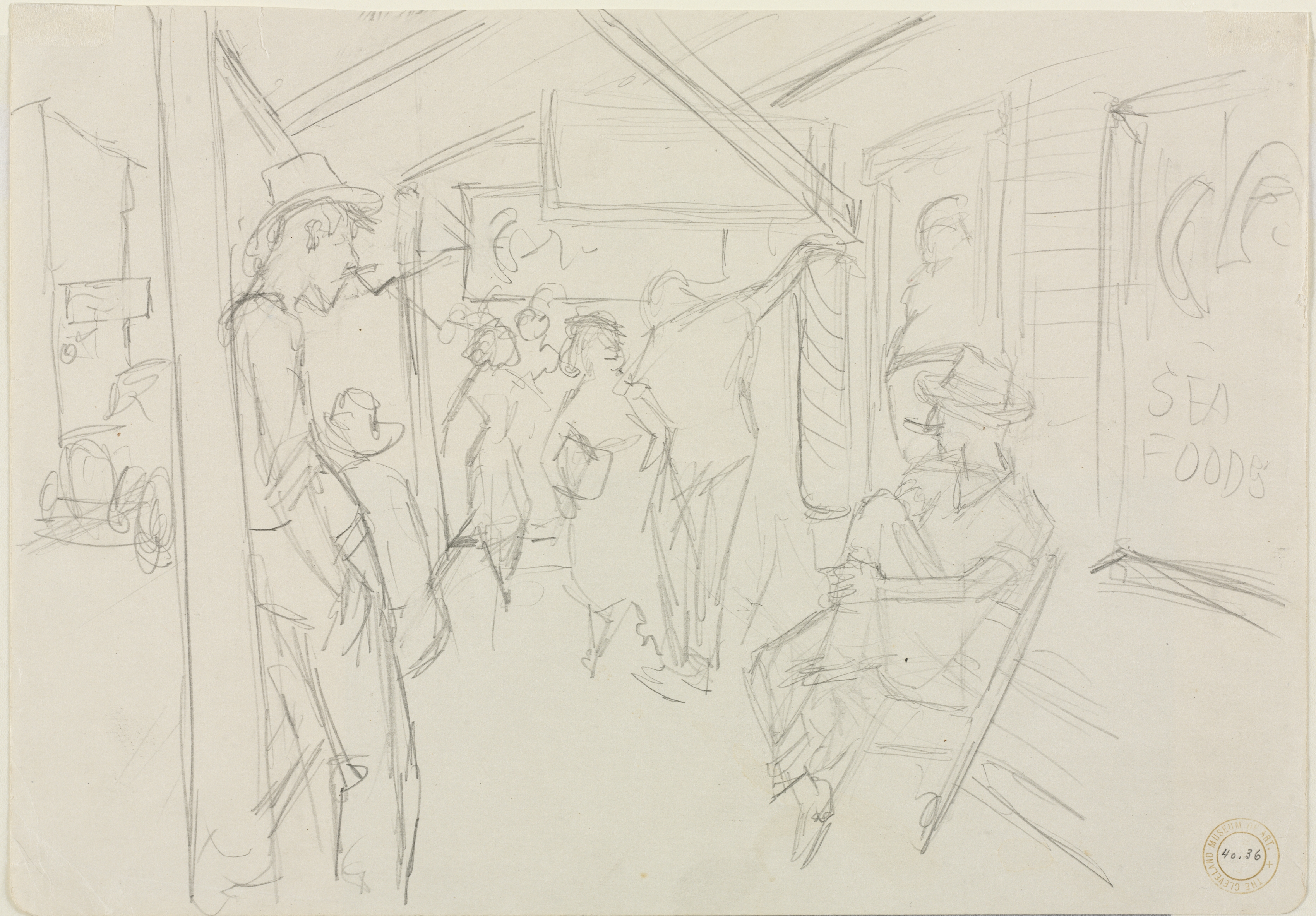 Scene on the Porch of a Cafe (verso)