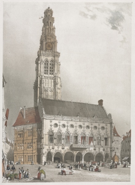 Picturesque Architecture in Paris, Ghent, Antwerp, Rouen:  L'Hôtel de Ville, Arras, France