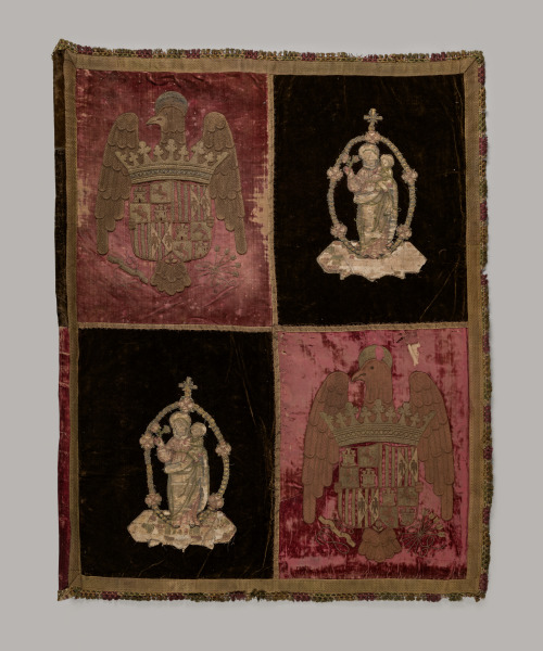 Banner with a Quartered Royal Arms of Spain and the Madonna and Child (banner)