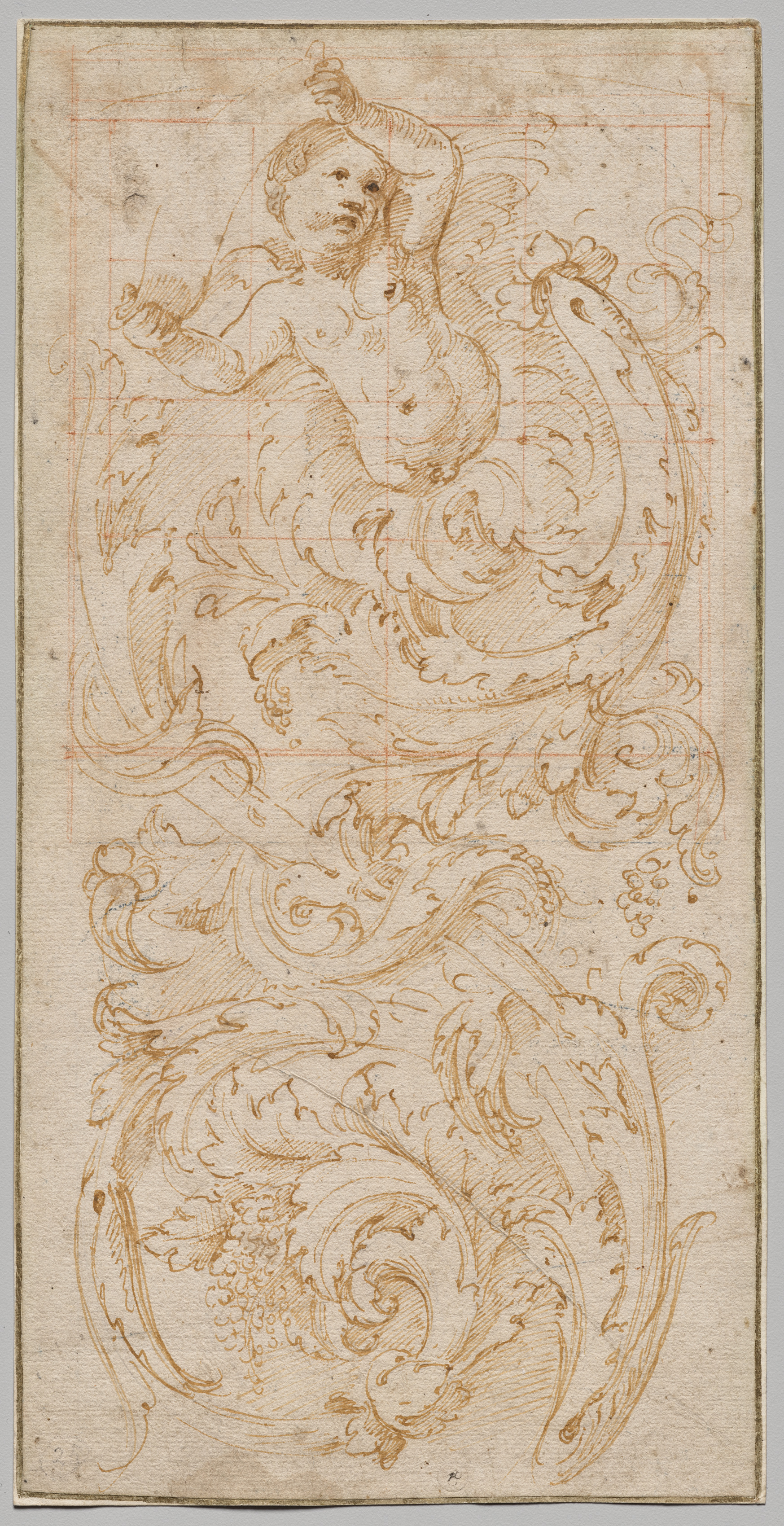 Design for a Frieze with a Putto and Acanthus Leaves