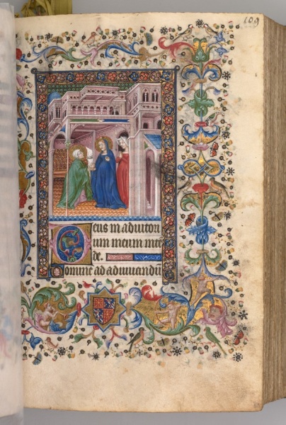 Hours of Charles the Noble, King of Navarre (1361-1425): fol. 55r, The Visitation (Lauds)