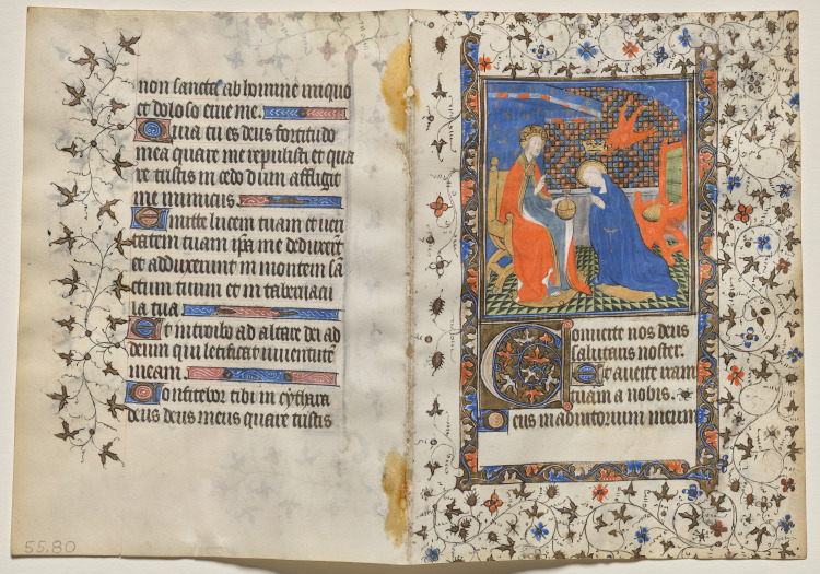 Bifolio from a Book of Hours: Coronation of the Virgin (recto)