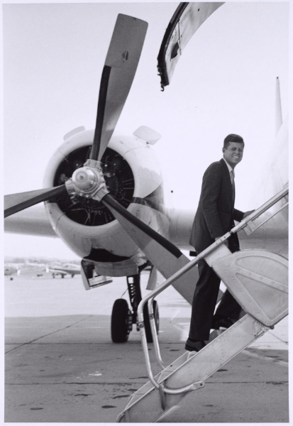 John F. Kennedy boarding plane