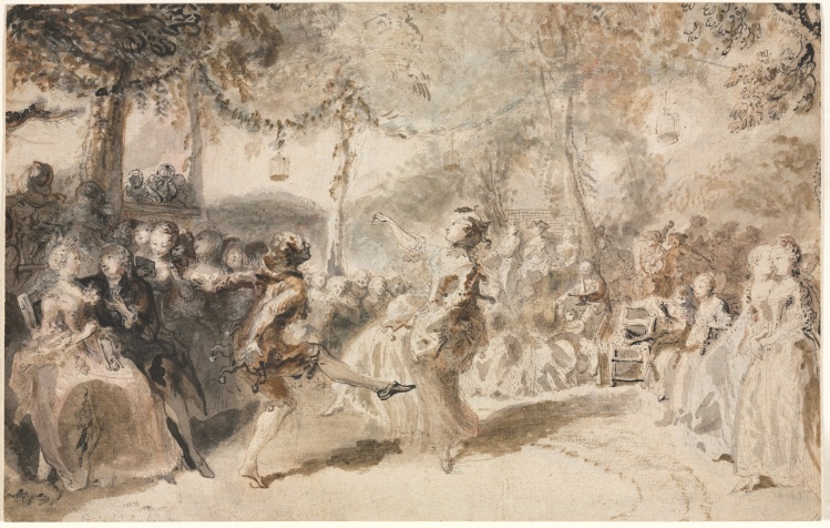Costumed Dancers Performing in a Garden Tavern