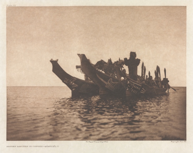 Portfolio X, Plate 351: Masked Dancers in Canoes - Qágyuhl