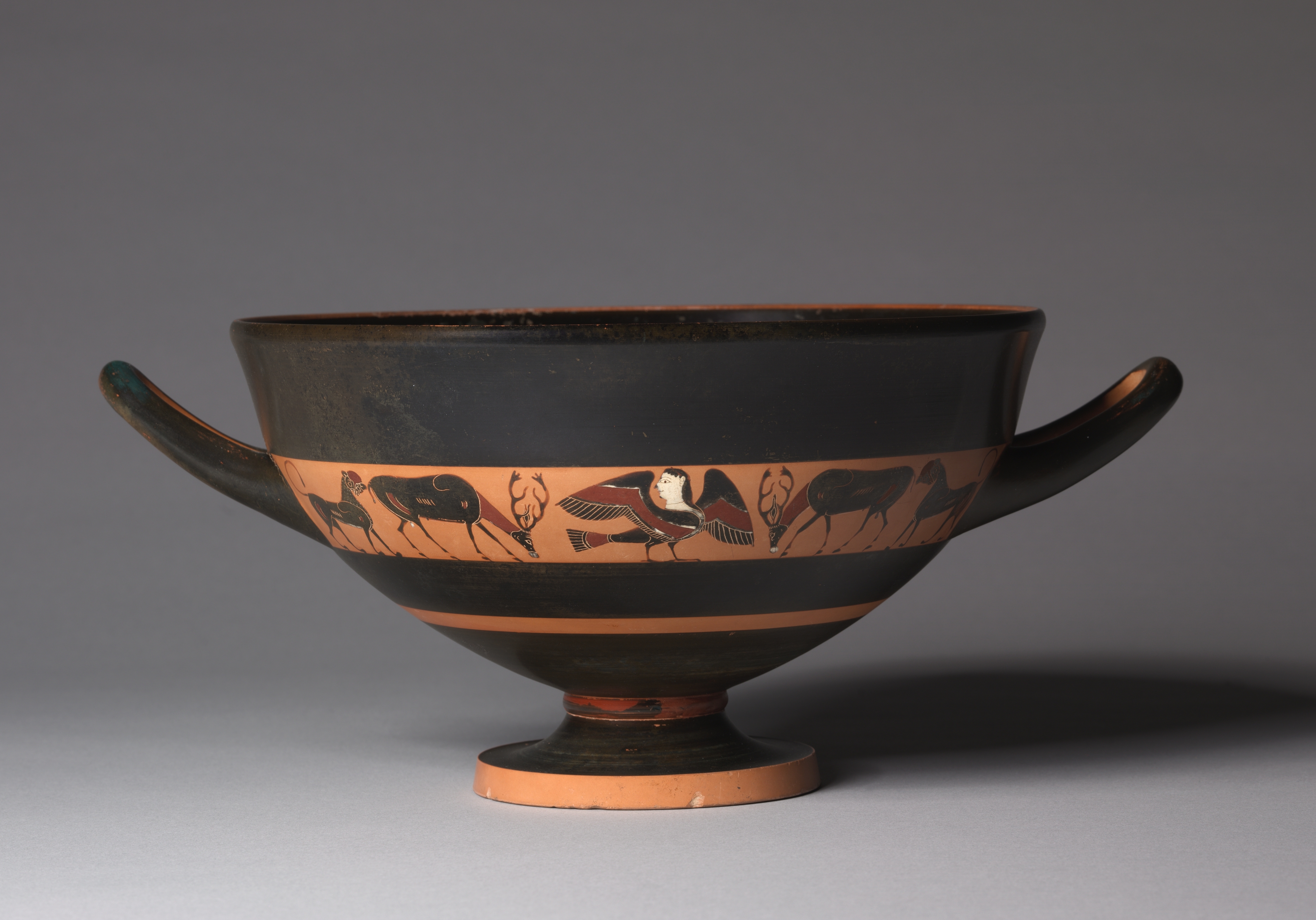 Black-Figure Band Skyphos (Drinking Cup): Sirens, Stags, and Panthers