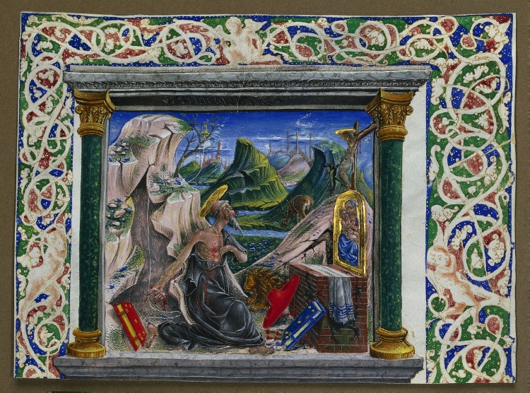 Miniature Excised from a Manuscript: St. Jerome in the Wilderness