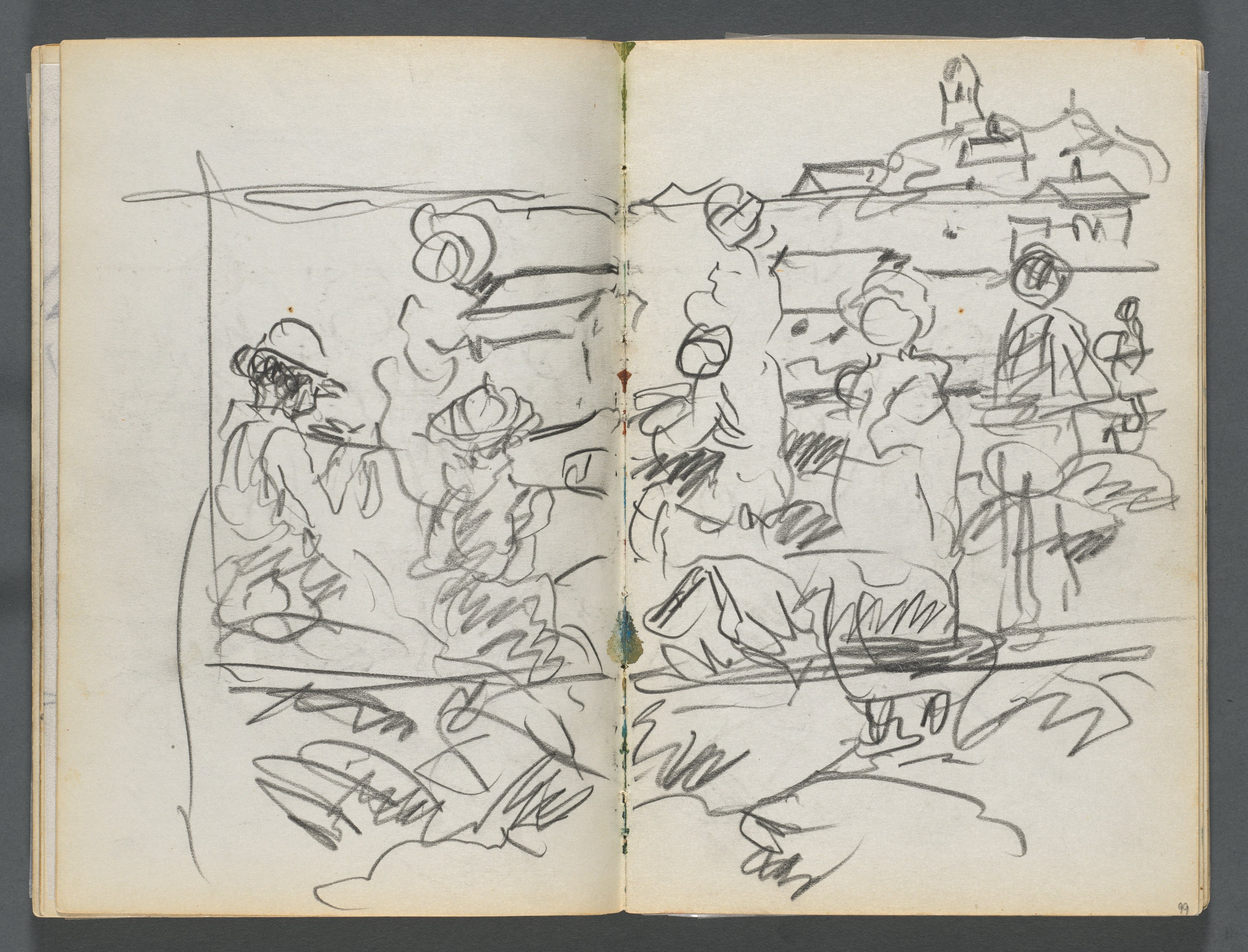 Sketchbook, The Dells, N° 127, page 098 & 99: Figures in a Landscape