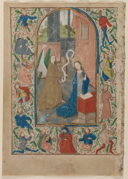 Leaf from a Book of Hours: The Annunciation (recto)