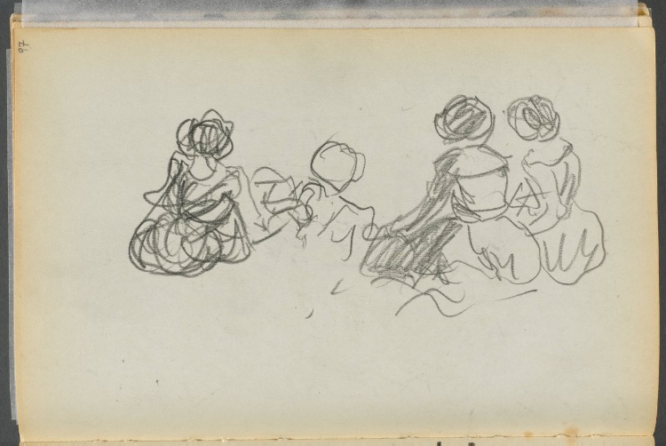 Sketchbook- The Granite Shore Hotel, Rockport, page 097: Seated Female Figures 