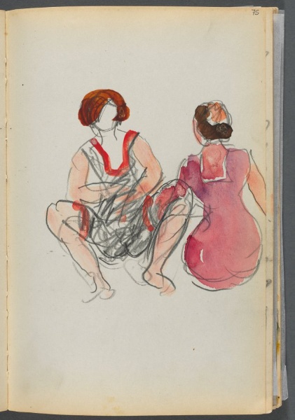 Sketchbook- The Granite Shore Hotel, Rockport, page 075: Seated Bathers