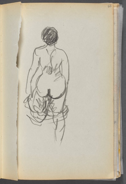Sketchbook- The Granite Shore Hotel, Rockport, page 065: Nude Female seen from behind 