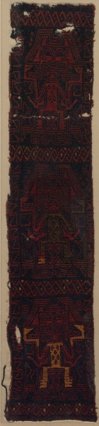 Textile Fragment with Three Frontal Deities and Interlace Pattern