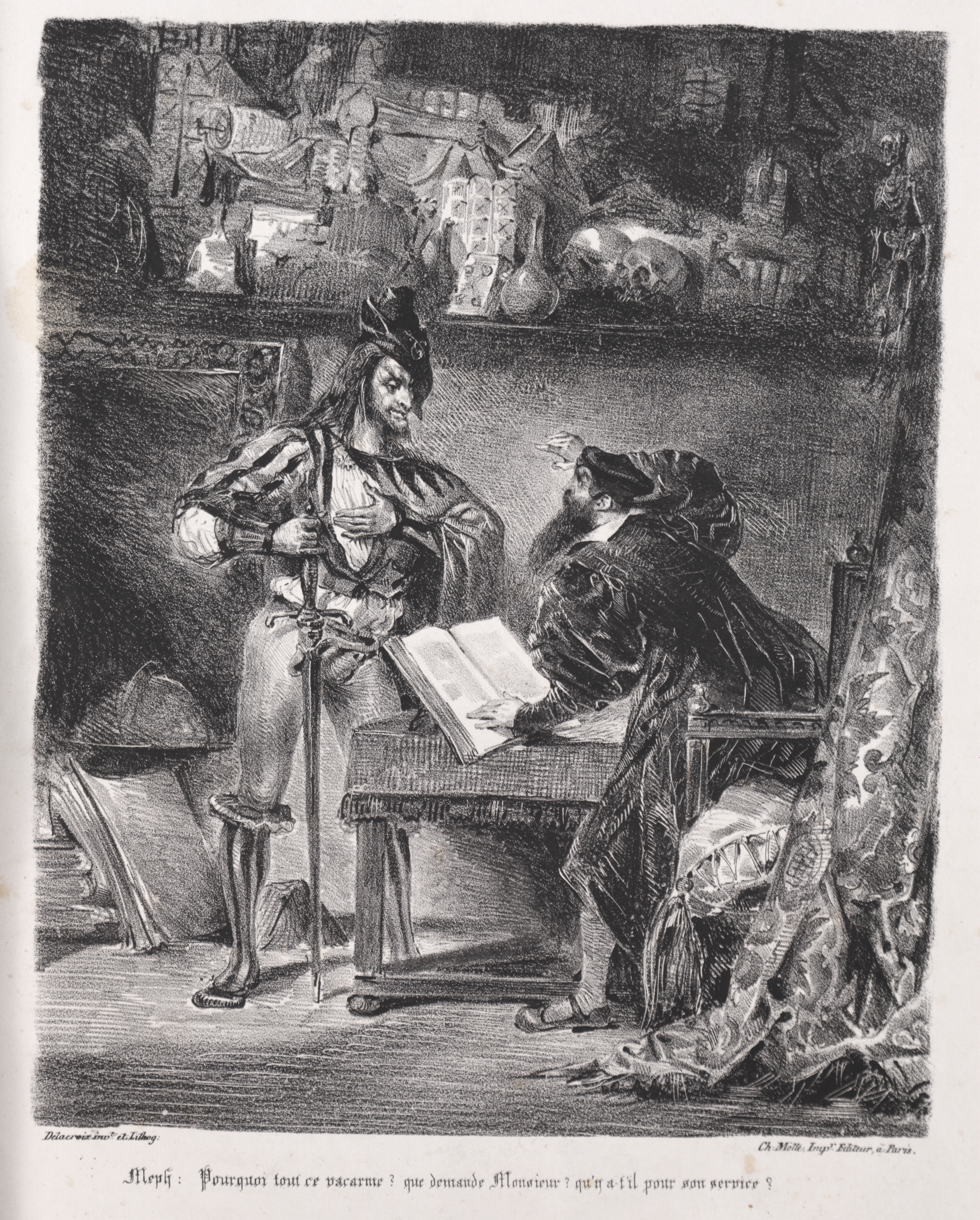 Illustrations for Faust:  Méphistophélés visits Faust