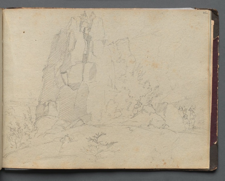 Album with Views of Rome and Surroundings, Landscape Studies, page 45a: Rocky Landscape