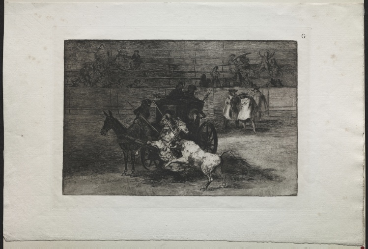 Bullfights:  Fight in a Carriage Harnessed to Two Mules