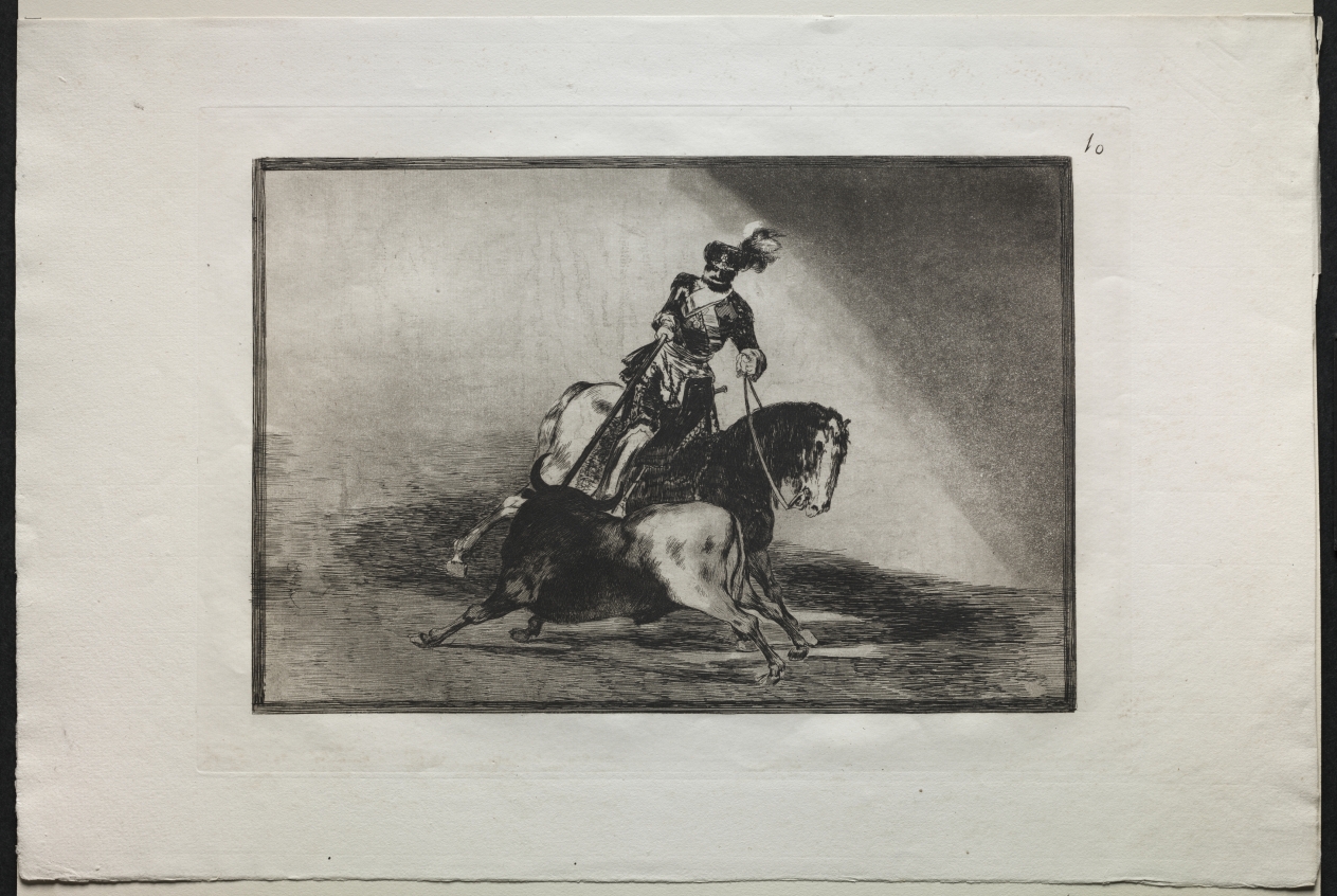 Bullfights:  Charles V spearing a bull