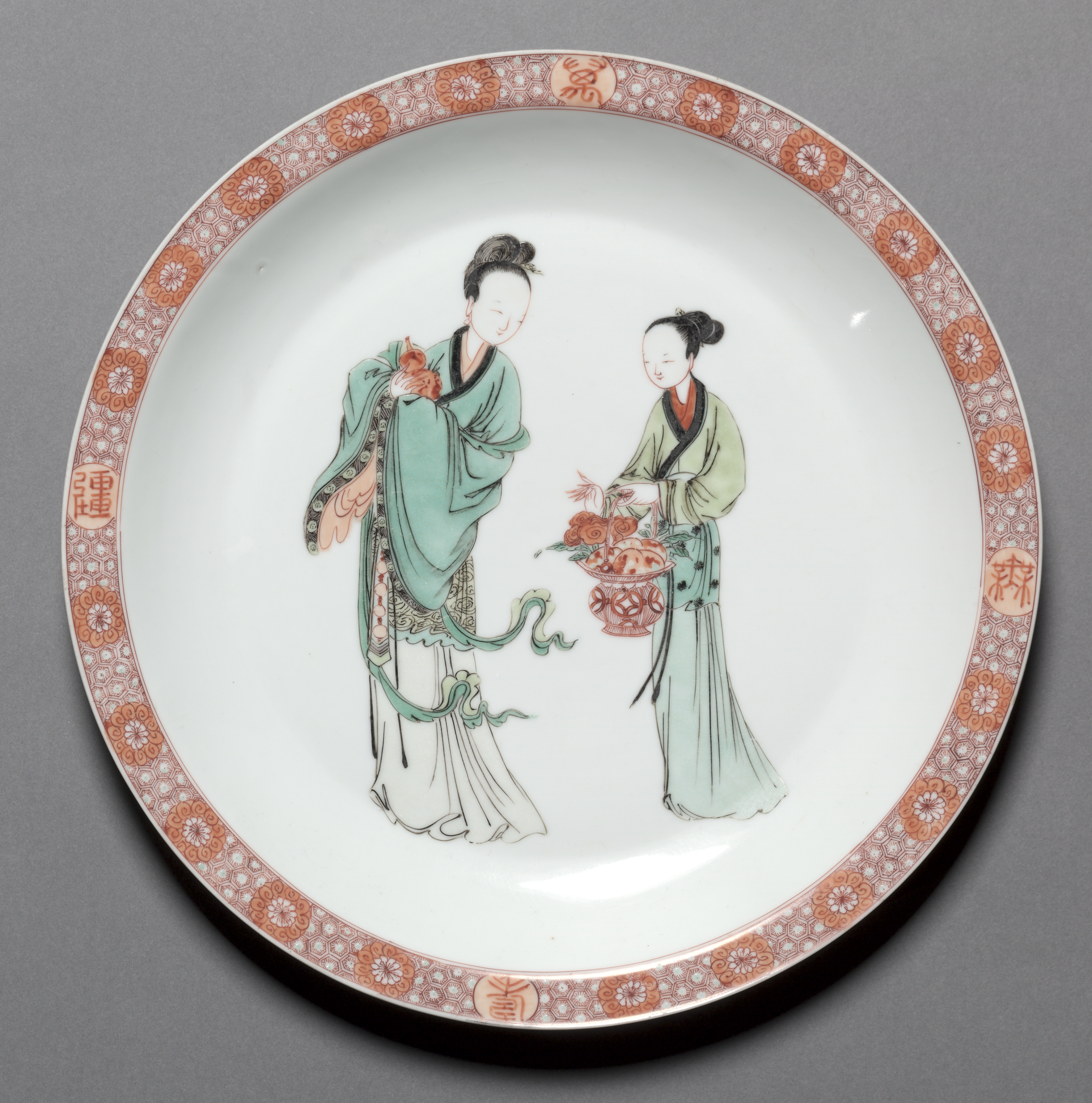 Dish with Female and Attendant
