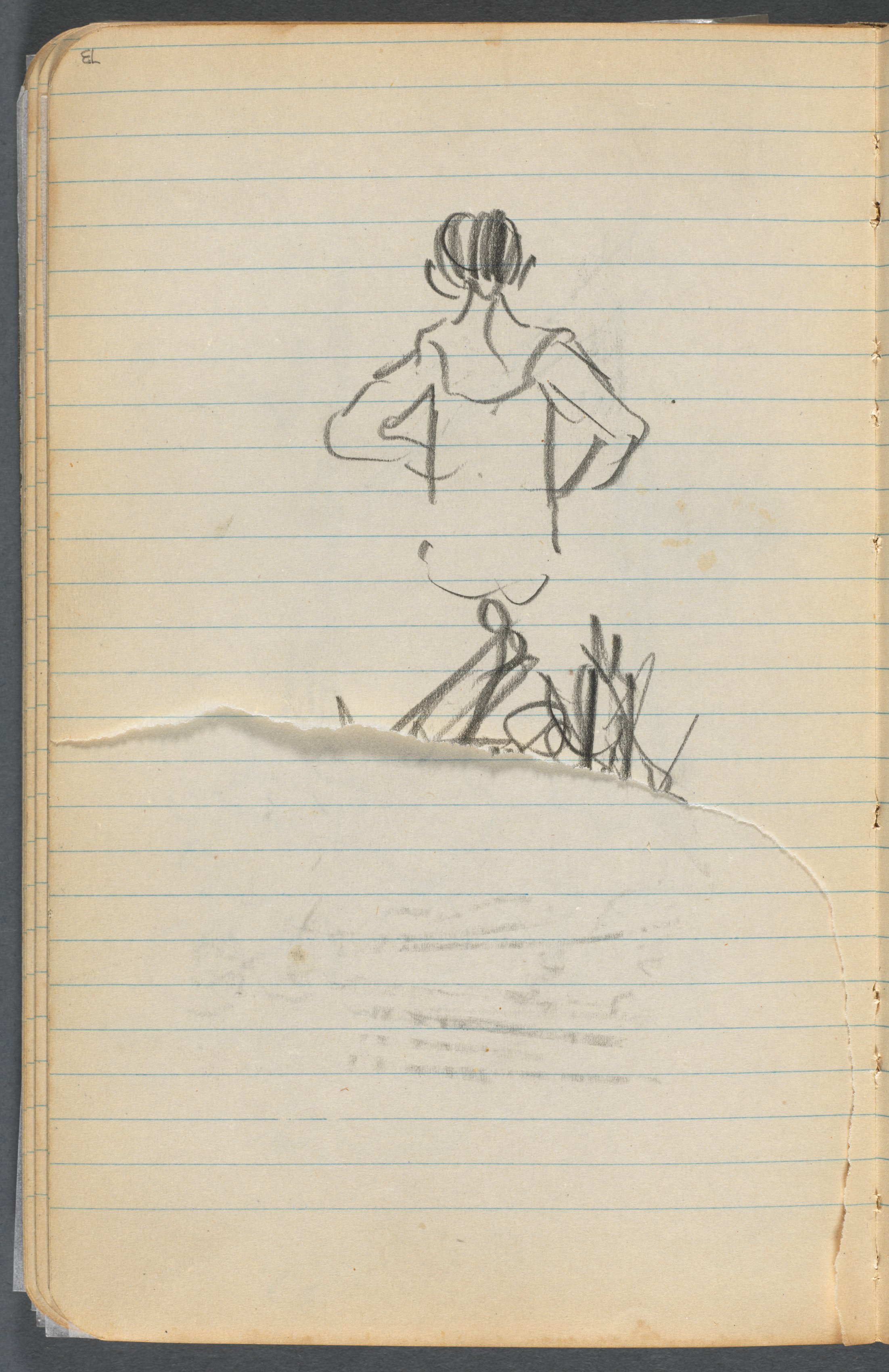 Sketchbook, page 073: Male Figure seen from the back 