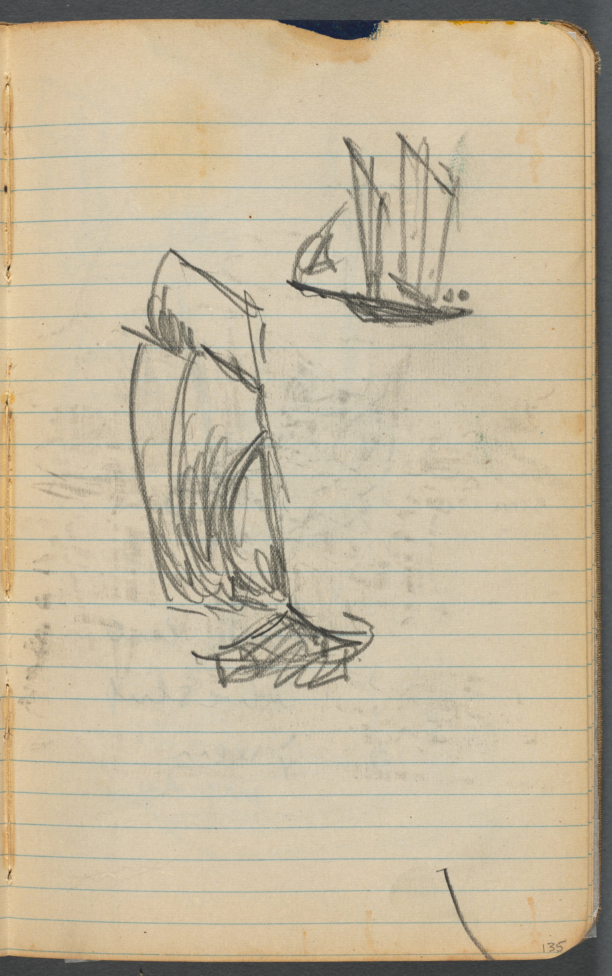 Sketchbook, page 135: Sailboats 