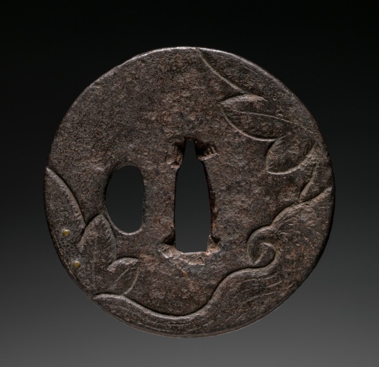 Sword Guard (Tsuba) with Maple Leaves on River