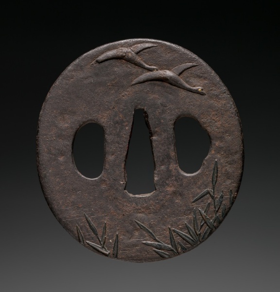 Sword Guard (Tsuba) with Reeds and Geese