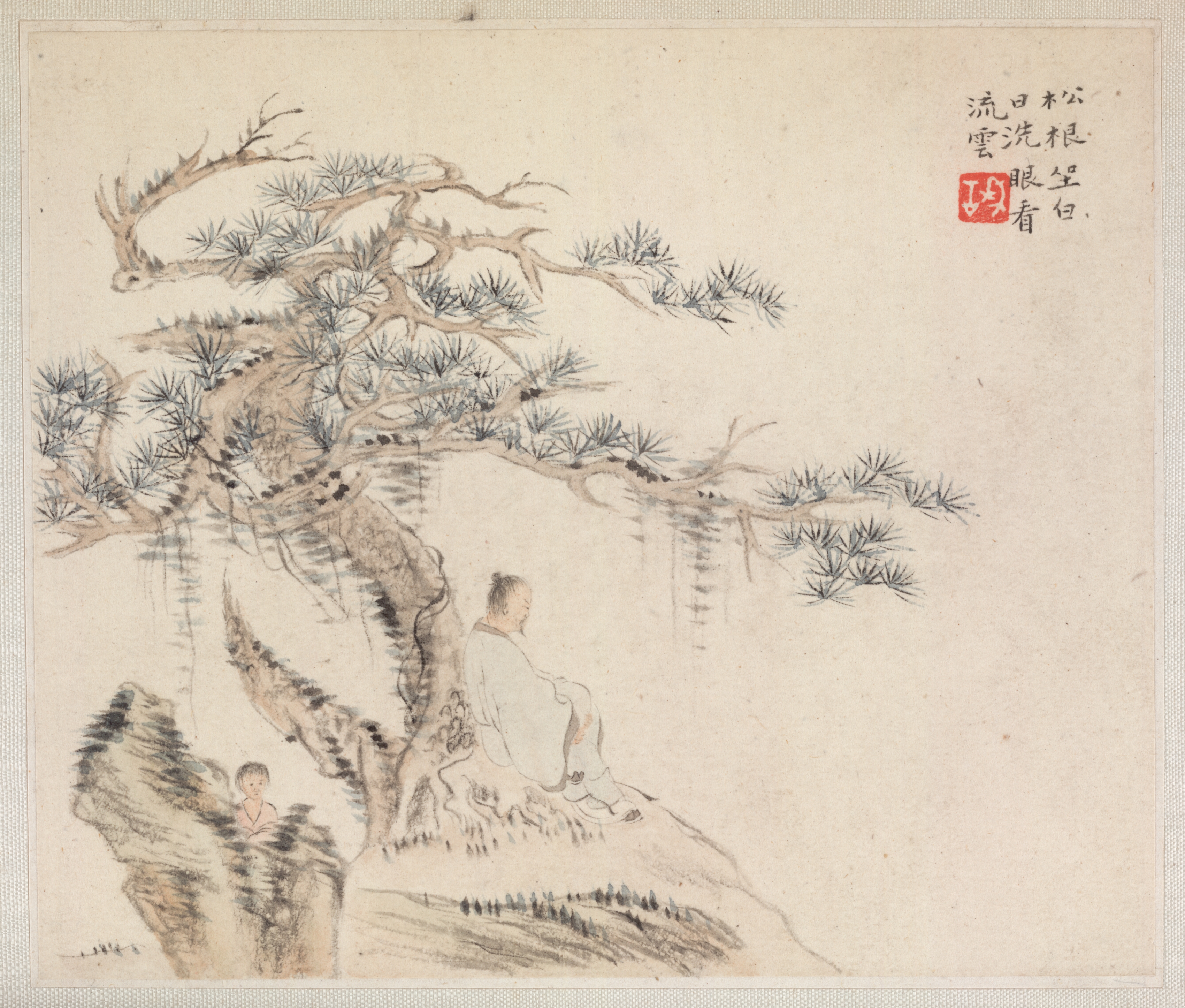 Album of Landscape Paintings Illustrating Old Poems: Scholar under a Pine Tree