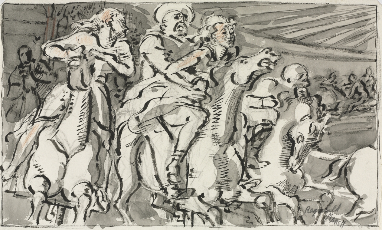 Preliminary Drawing for "Wooden Horses", Реджинальд Марш, ок. 1936