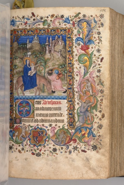 Hours of Charles the Noble, King of Navarre (1361-1425): fol. 88r, Flight into Egypt (Vespers)