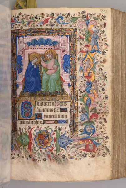 Hours of Charles the Noble, King of Navarre (1361-1425): fol. 96r, Coronation of the Virgin (Compline)