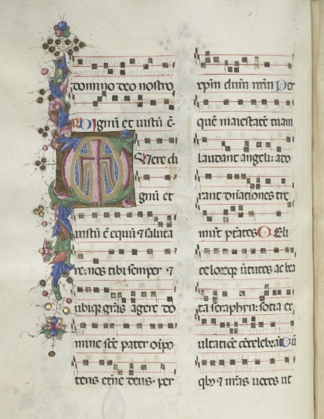 Missale: Fol. 184v: Cross, Foliage