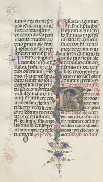 Missale: Fol. 387v: Death represented as a Skeleton with a Sickle