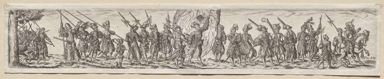 Marching Soldiers, in the Center a Standard Bearer