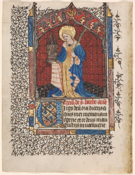 Leaf from a Book of Hours: St. Barbara (6 of 6 Excised Leaves)