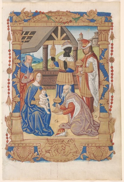 Leaf from a Book of Hours: Adoration of the Magi (recto)