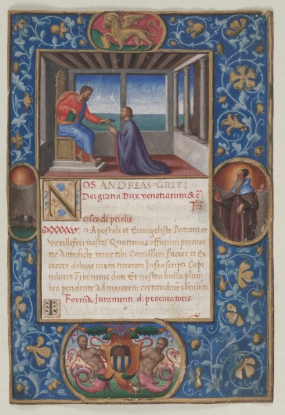 Leaf from a Commission: St. Mark Giving the Keys of Venice to Francesco de Priuli