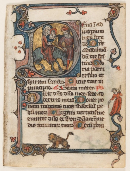 Leaf from a Book of Hours:  Initial D: Flight into Egypt (2 of 2 Excised Leaves)