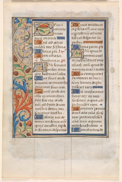 Leaf from a Book of Hours: Text with Illustrated Border (verso)
