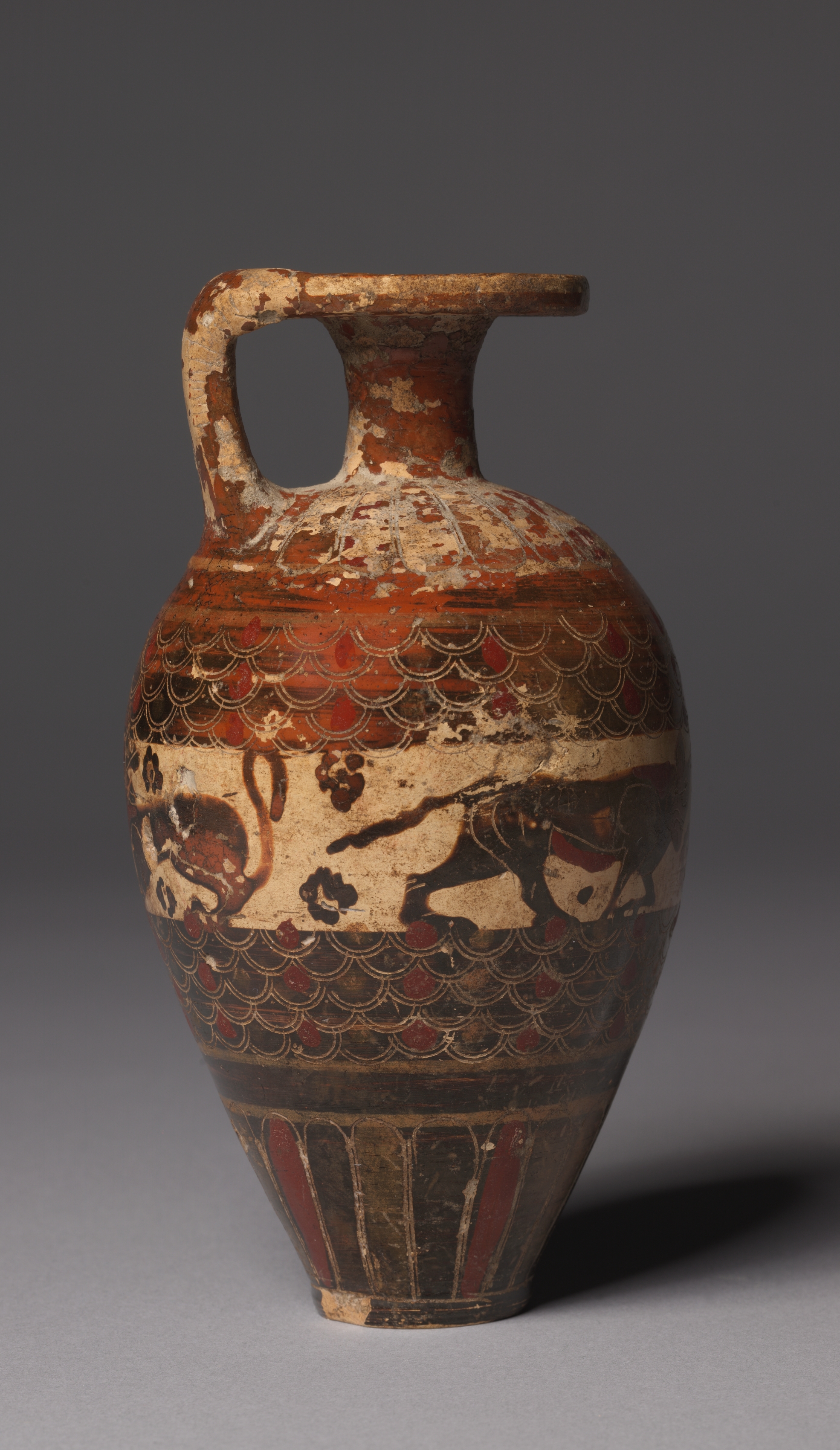 Protocorinthian (Early Black-Figure) Aryballos (Oil Flask): Animals