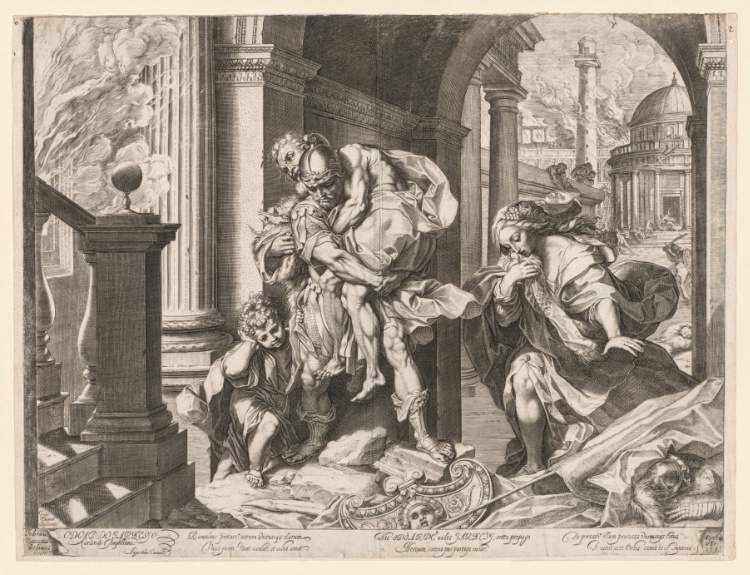 Aeneas and His Family Fleeing Troy
