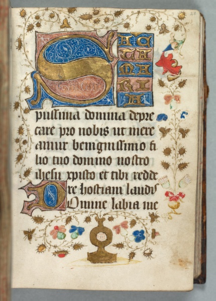 Book of Hours (Use of Metz): Fol. 27r, Decorated Initials