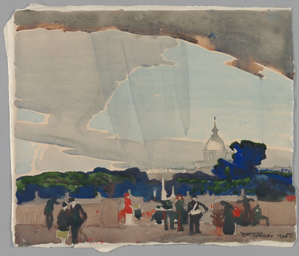 Storm, Luxembourg Gardens, Frank Wilcox, 1925