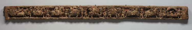 Narrative Frieze:  Dignitaries in Palanquin and Bullock Cart -  Architrave from a Jain Temple
