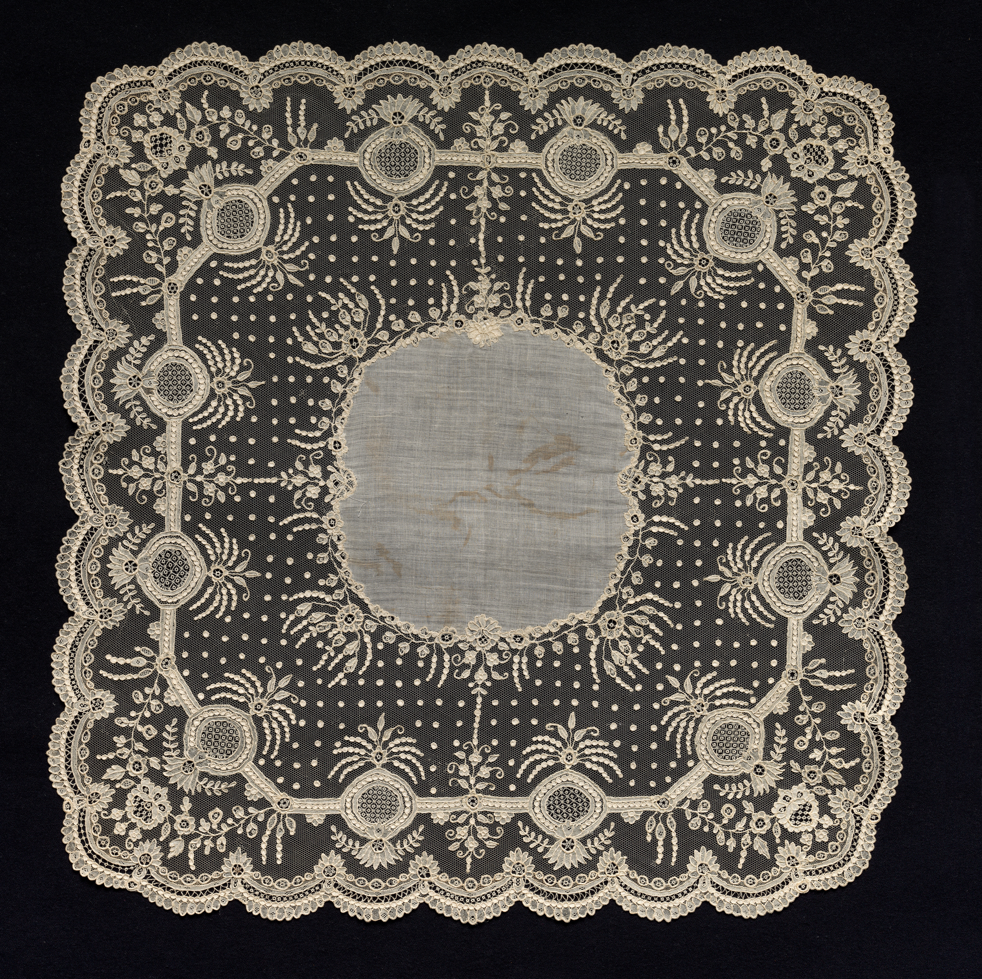 Needlepoint Lace (Alençon Lace) Handkerchief
