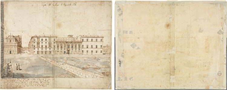 Eighteen Views of Rome: The Collegio di Propaganda Fide (recto); Sketches of Windows and Pilasters of the Attic Storey of the Collegio di Propaganda Fide (verso)
