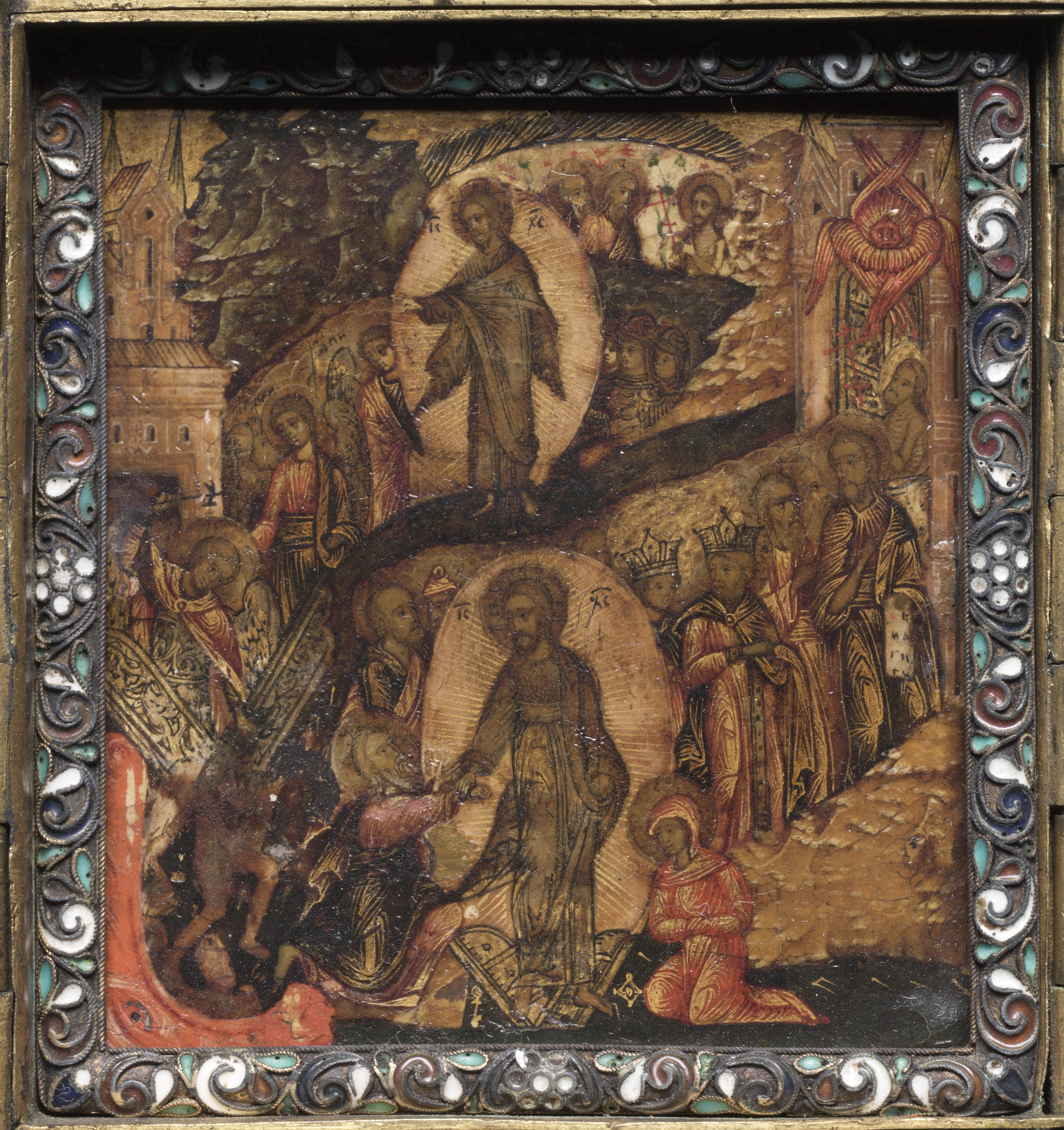 Portable Triptych Icon: The Resurrection and Anastasis