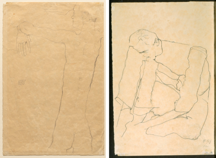 Nude Man with Raised Arms (recto) Seated Man (verso)