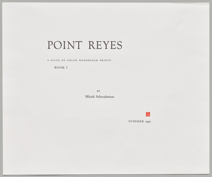 Point Reyes Book I. A Suite of Color Woodblock Prints: Title Page